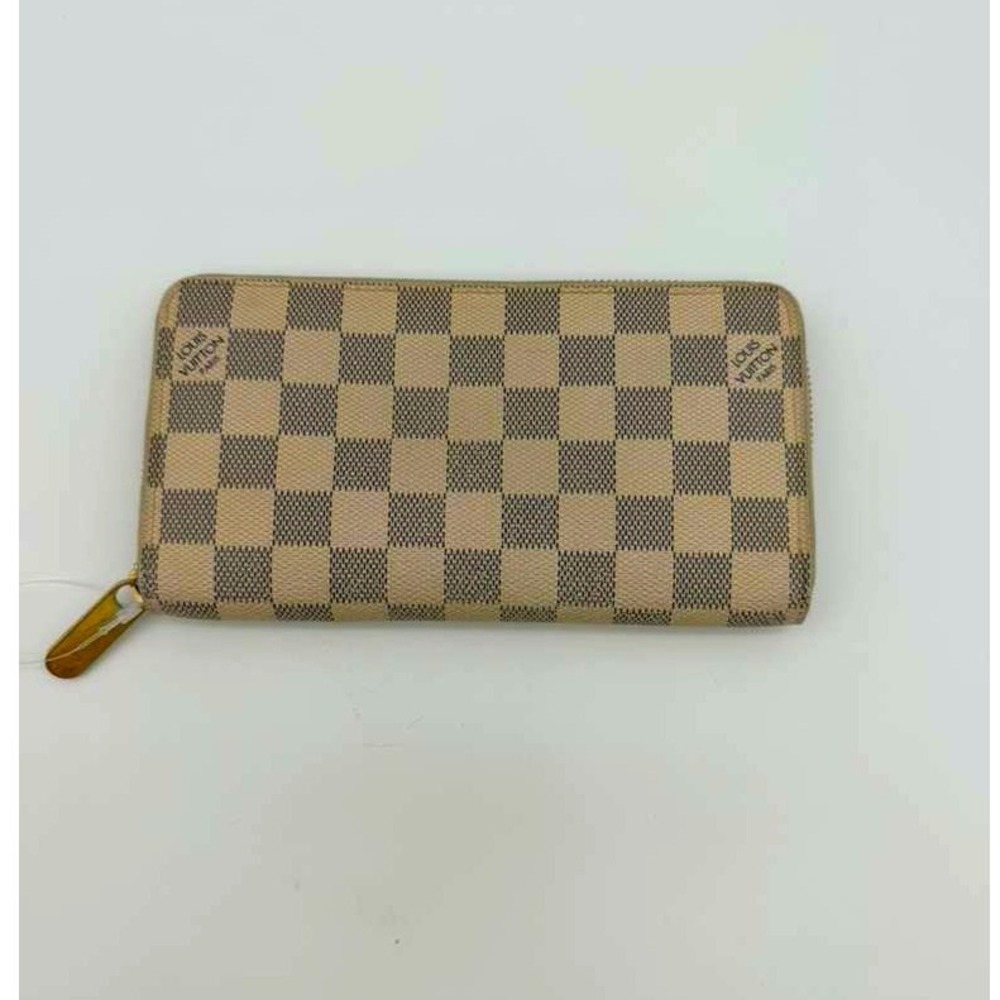 Louis Vuitton Damier Azur Zippy Wallet Long‎ Zip Around Beige Auth